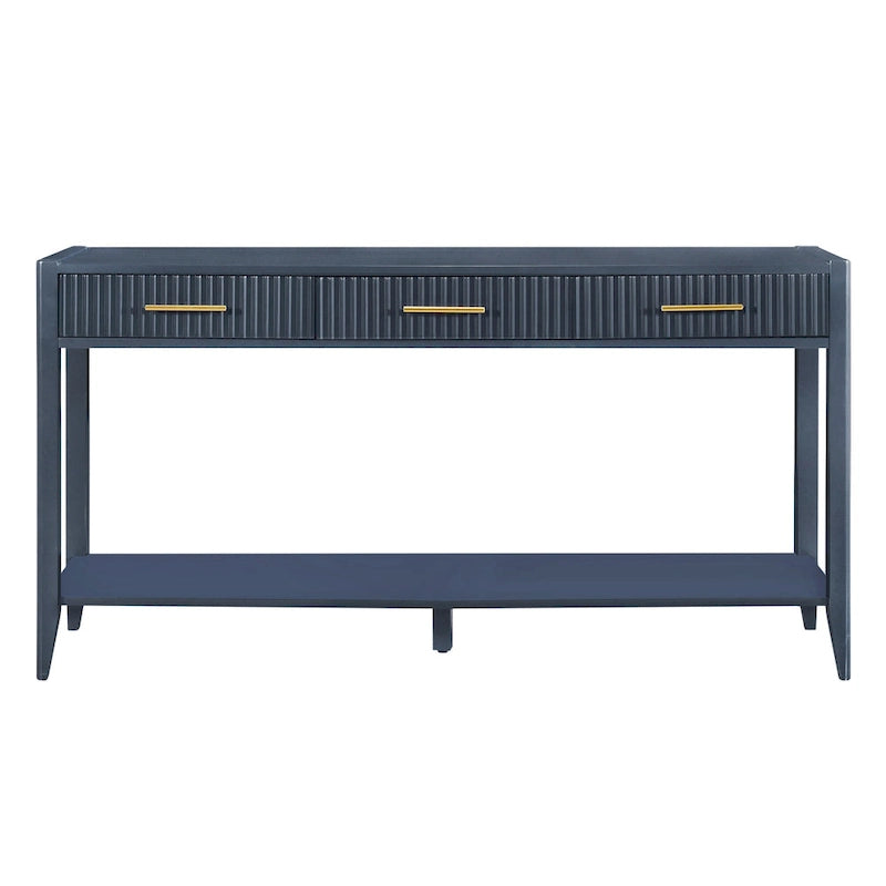 Table console d'entrée de haute qualité avec tiroirs à rayures verticales et pieds longs