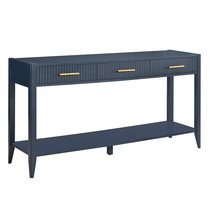 Table console d'entrée de haute qualité avec tiroirs à rayures verticales et pieds longs