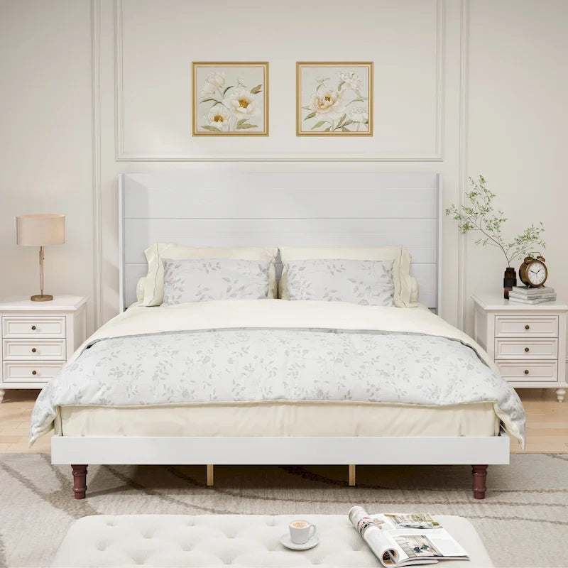 Lit plateforme King Size Lit élégant avec tête de lit haute Design confortable à dossier haut