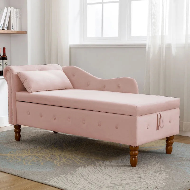 Chaise longue capitonnée en velours rose 58,26
