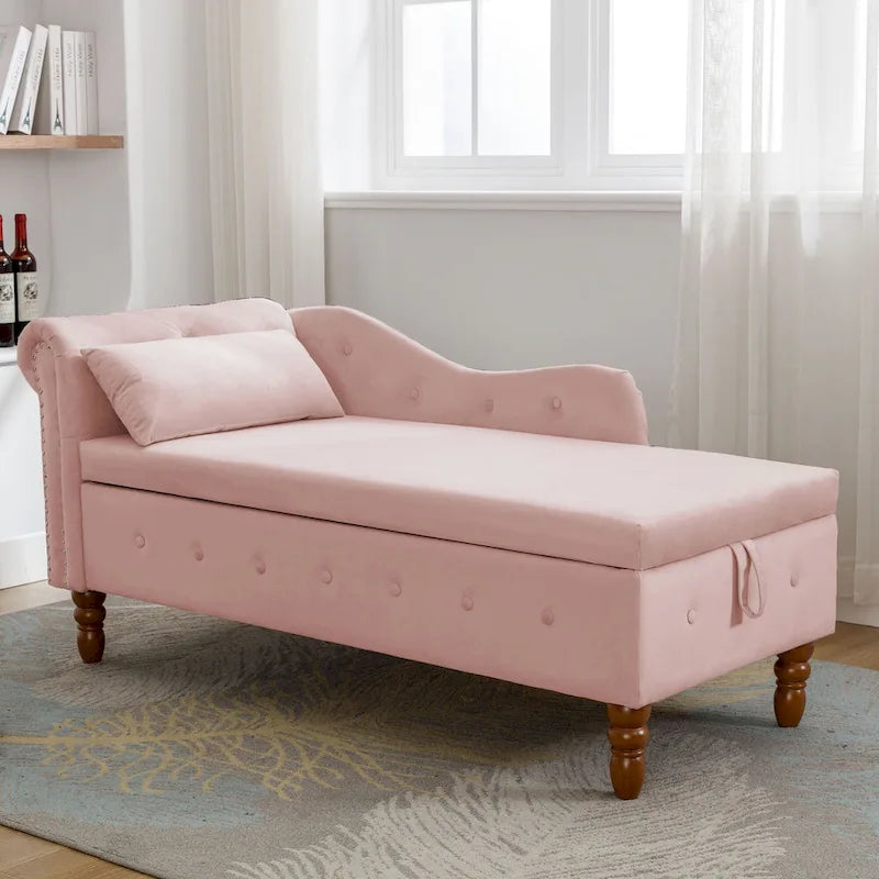 Chaise longue capitonnée en velours rose 58,26