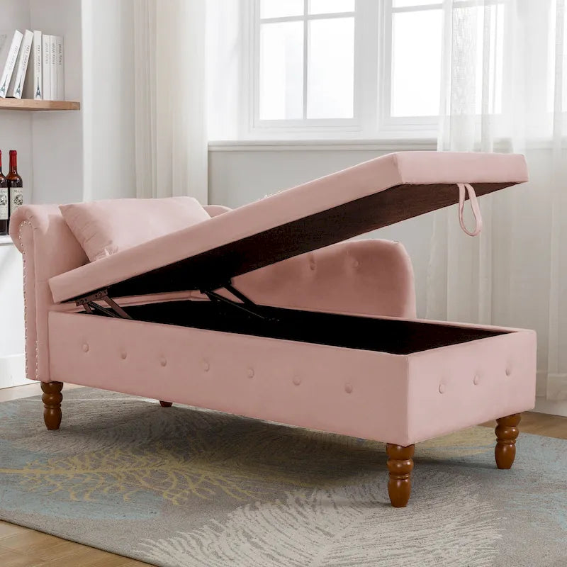 Chaise longue capitonnée en velours rose 58,26