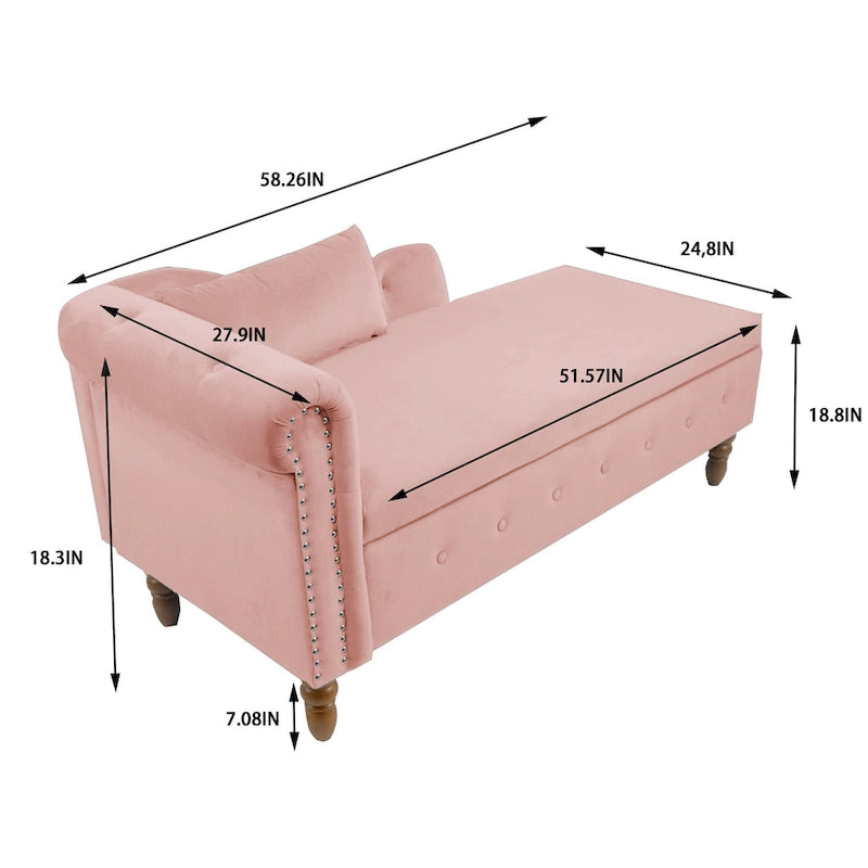 Chaise longue capitonnée en velours rose 58,26