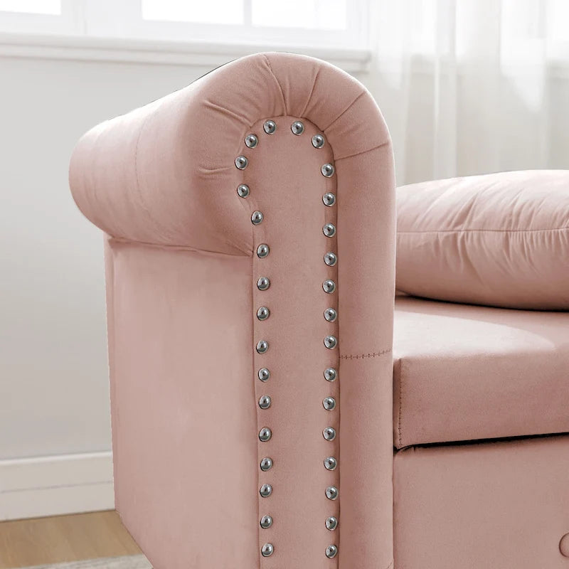 Chaise longue capitonnée en velours rose 58,26