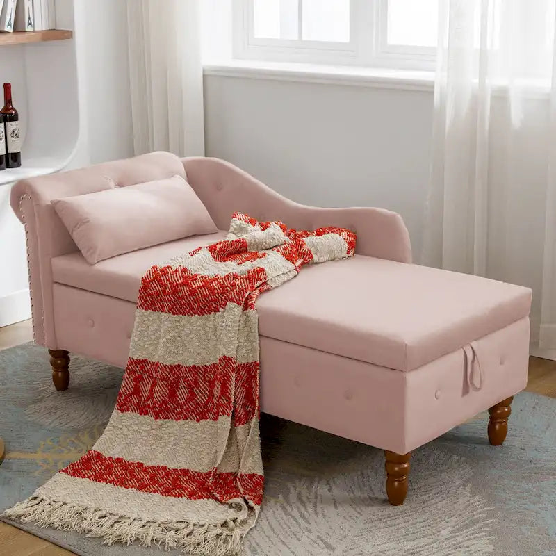 Chaise longue capitonnée en velours rose 58,26