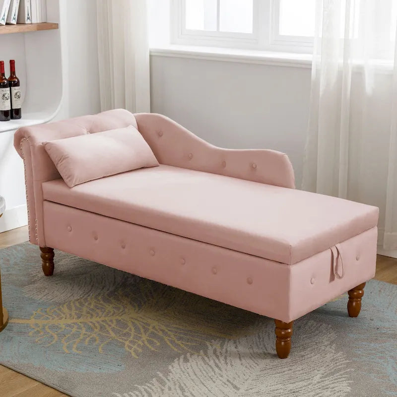 Chaise longue capitonnée en velours rose 58,26