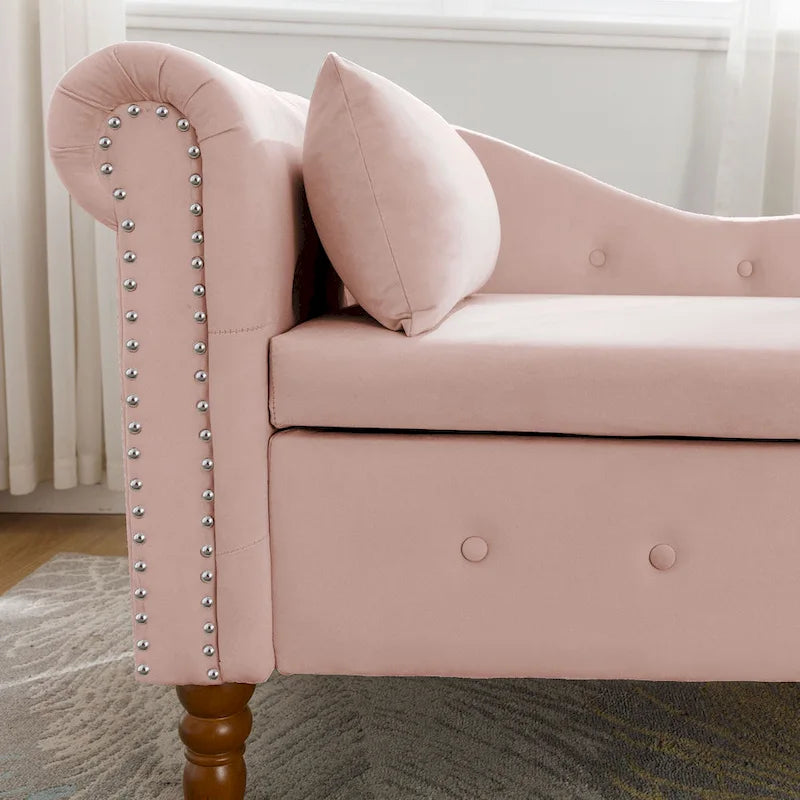 Chaise longue capitonnée en velours rose 58,26