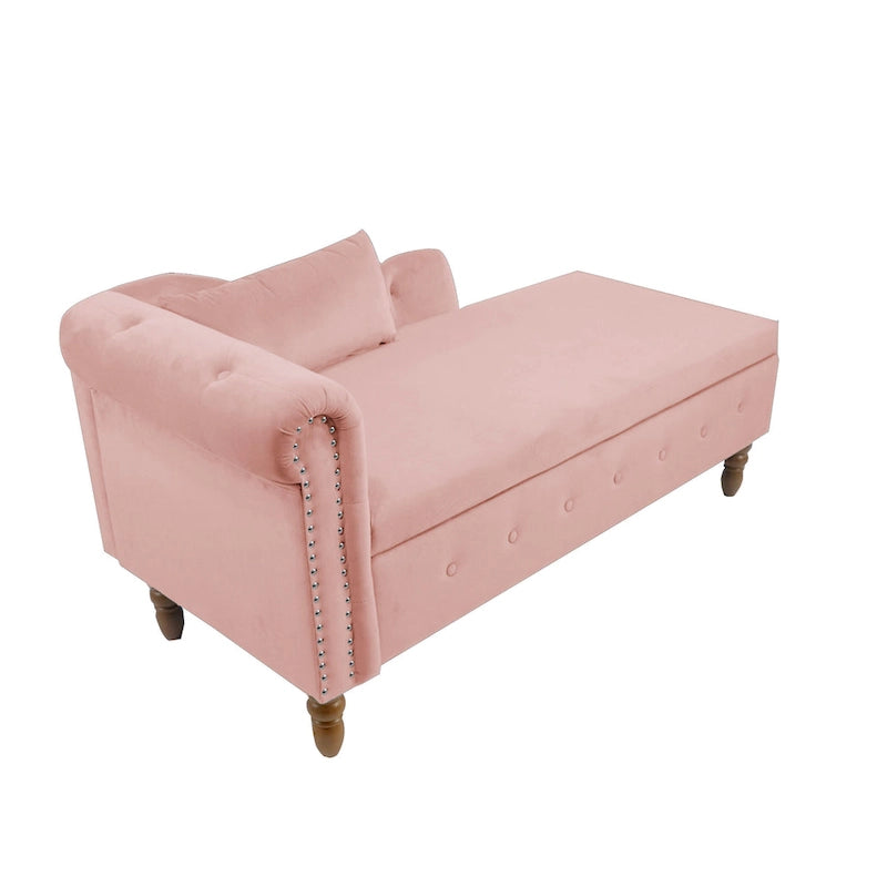 Chaise longue capitonnée en velours rose 58,26