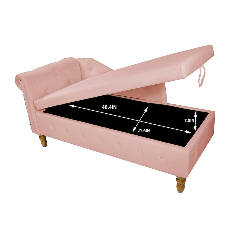 Chaise longue capitonnée en velours rose 58,26