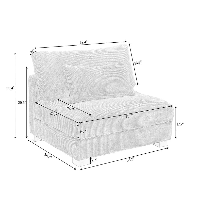 Chaise d'appoint moderne sans accoudoirs rembourrée