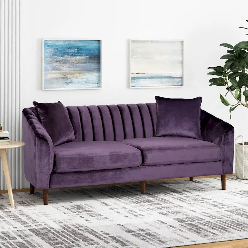 Ansonia Contemporary Velvet 3-seat Sofa by 