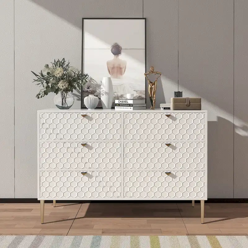 Commode en bois moderne à 6 tiroirs, bahut