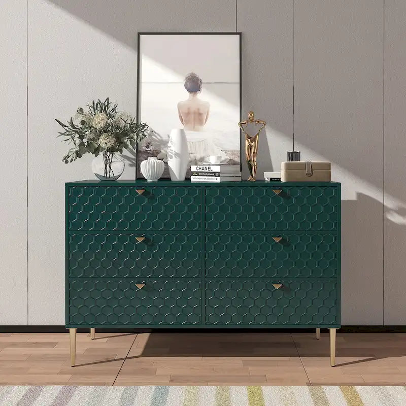 Commode en bois moderne à 6 tiroirs, bahut