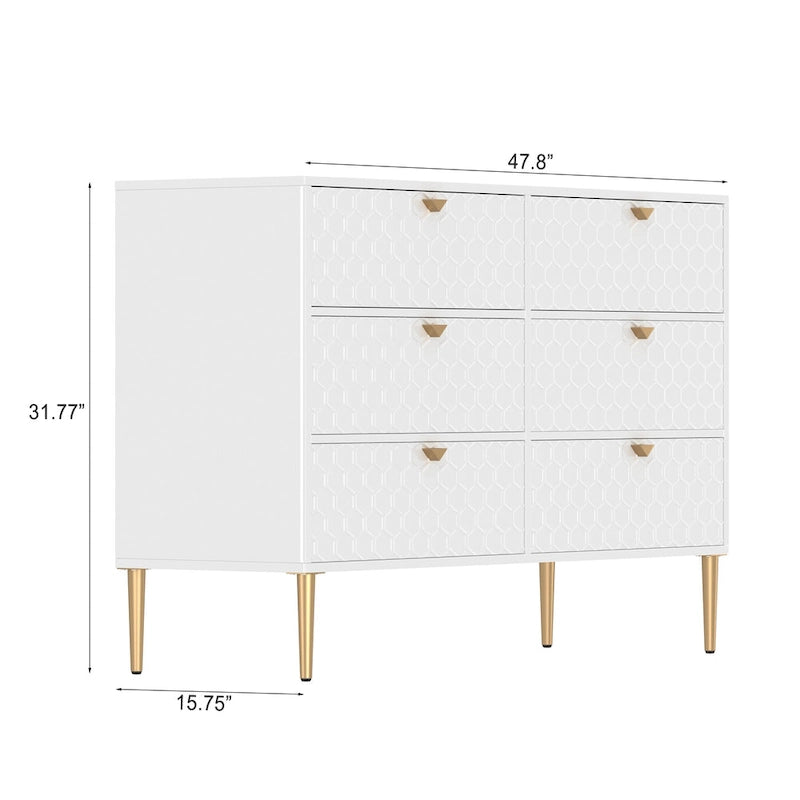 Commode en bois moderne à 6 tiroirs, bahut