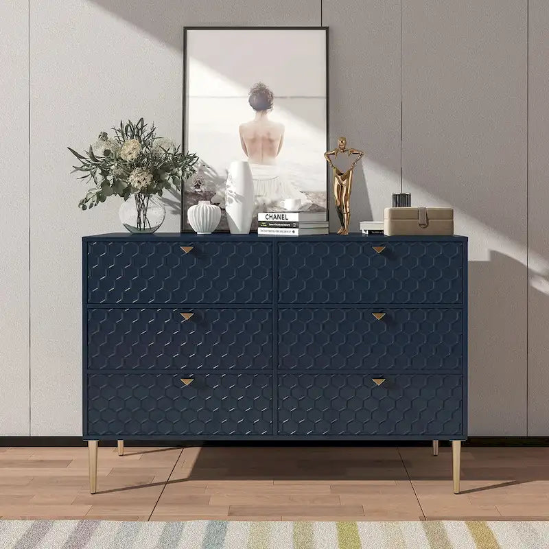 Commode en bois moderne à 6 tiroirs, bahut