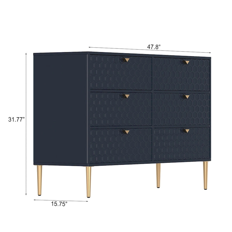 Commode en bois moderne à 6 tiroirs, bahut