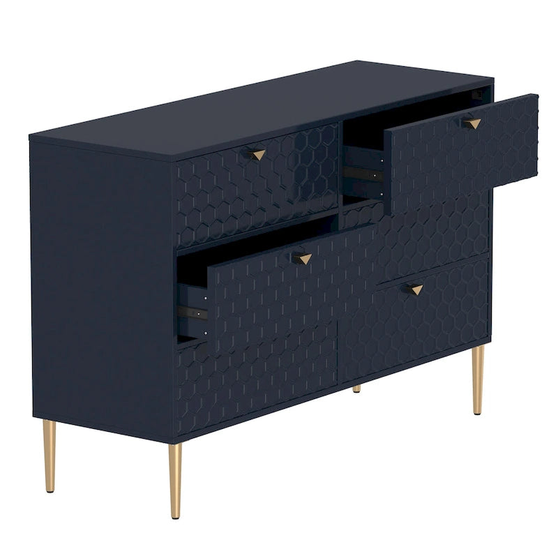 Commode en bois moderne à 6 tiroirs, bahut