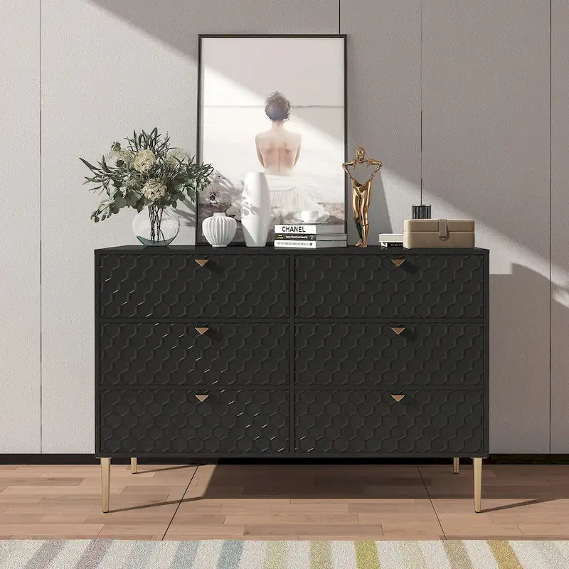 Commode en bois moderne à 6 tiroirs, bahut
