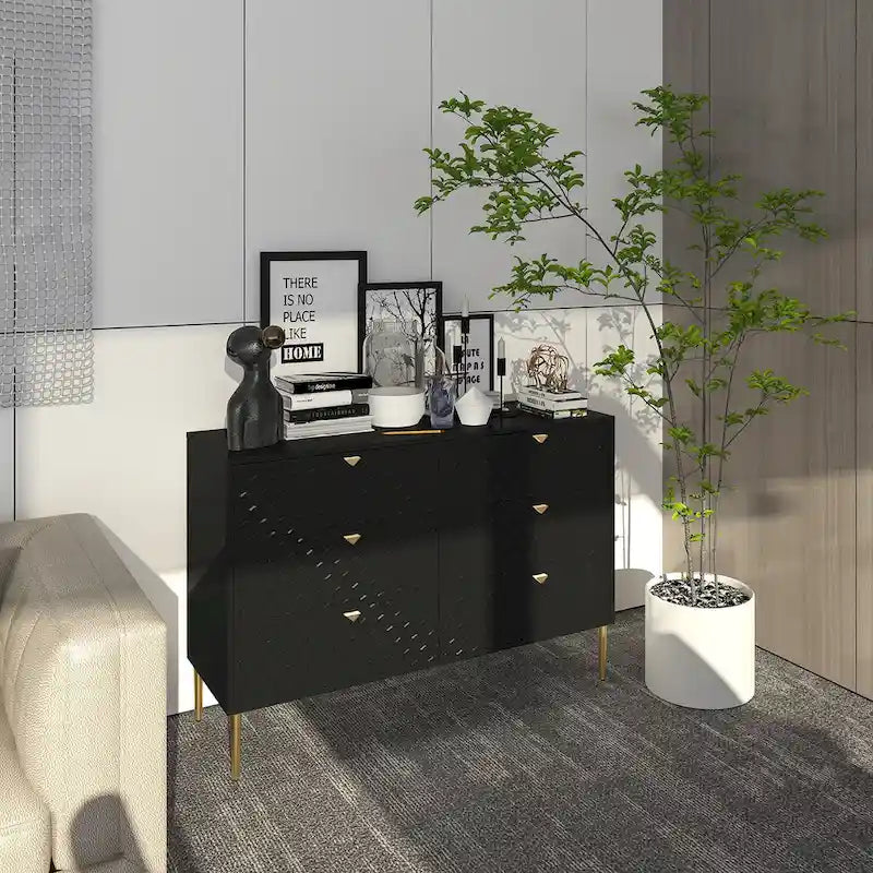 Commode en bois moderne à 6 tiroirs, bahut