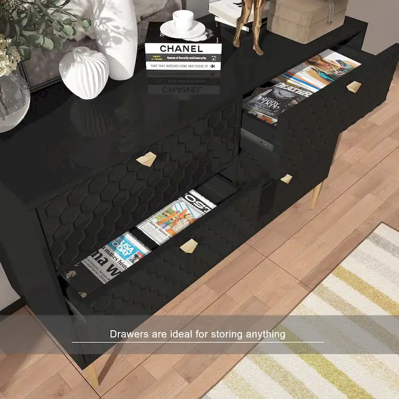 Commode en bois moderne à 6 tiroirs, bahut