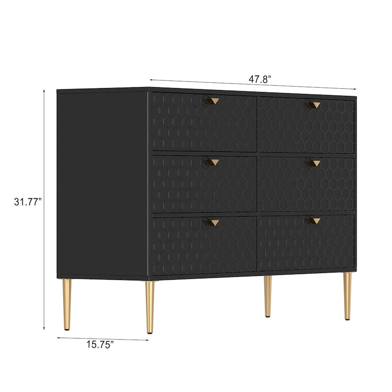 Commode en bois moderne à 6 tiroirs, bahut