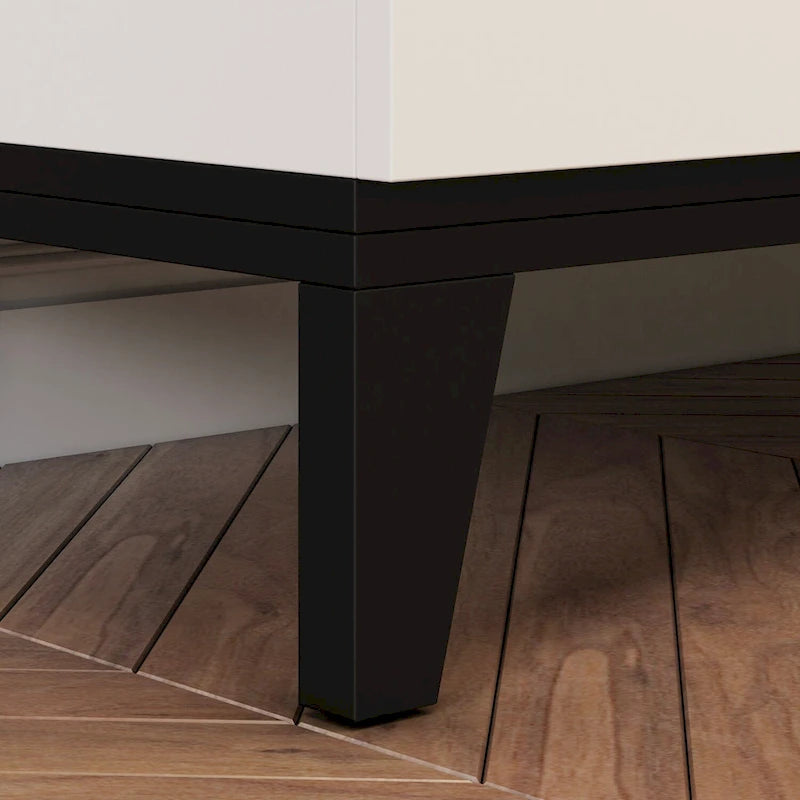 Buffet Commode Console Table Blanc/Noir 4 Portes 4 Tiroirs