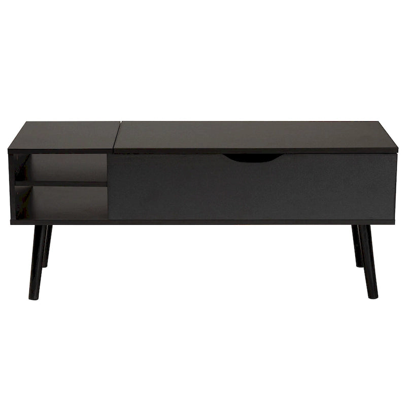 Table basse Roden moderne en bois bicolore noir et brun expresso avec compartiment de rangement à plateau relevable