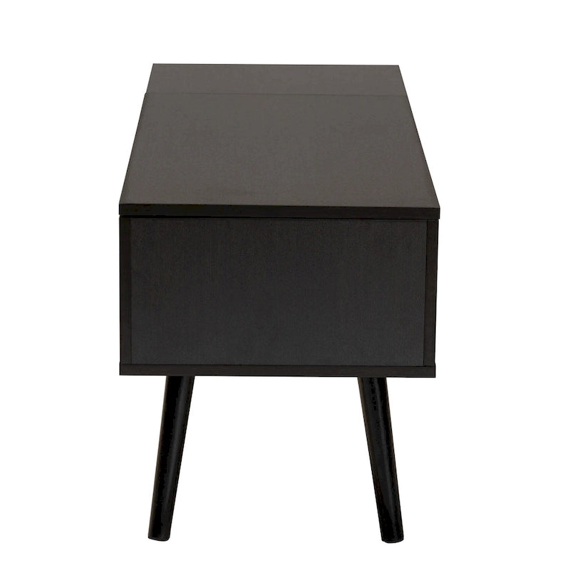 Table basse Roden moderne en bois bicolore noir et brun expresso avec compartiment de rangement à plateau relevable