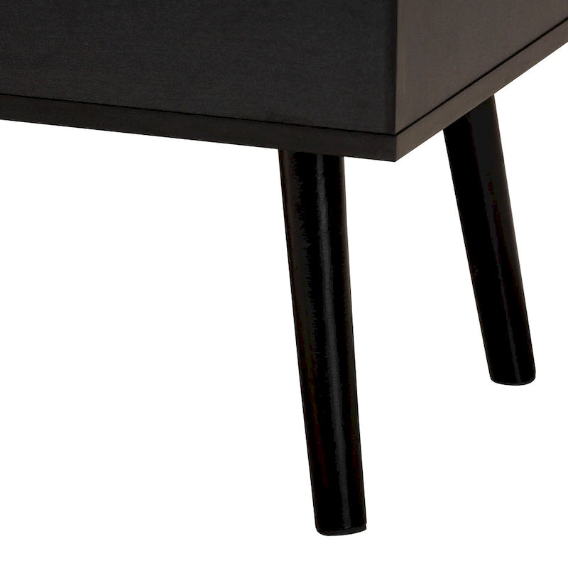 Table basse Roden moderne en bois bicolore noir et brun expresso avec compartiment de rangement à plateau relevable