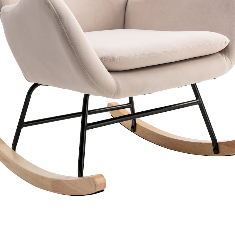 Fauteuil à bascule avec assise rembourrée en velours