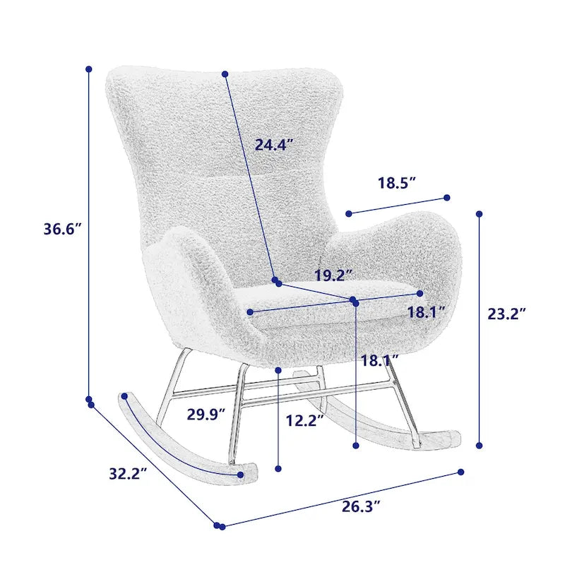 Fauteuil à bascule avec assise rembourrée en velours