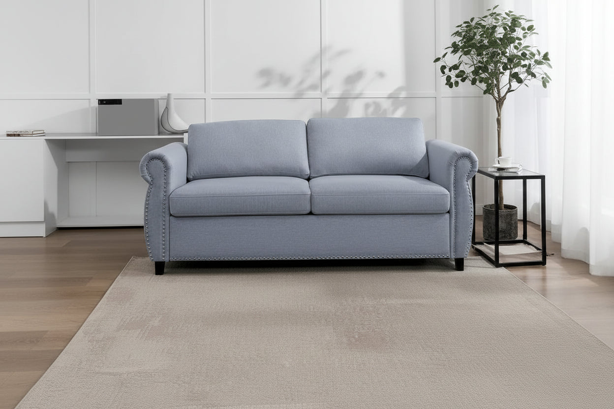 Mixoy Pull Out 2 in 1 Sleeper Sofa Bed with Mattress,Convertible Upholstered Loveseat with Nailhead
