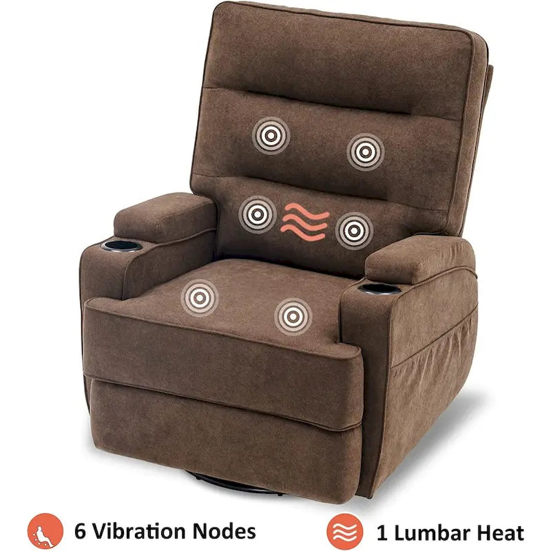 Fauteuil inclinable électrique pivotant et coulissant avec fonctions chauffante et massante, Tissu 7752