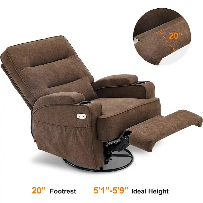 Fauteuil inclinable électrique pivotant et coulissant avec fonctions chauffante et massante, Tissu 7752