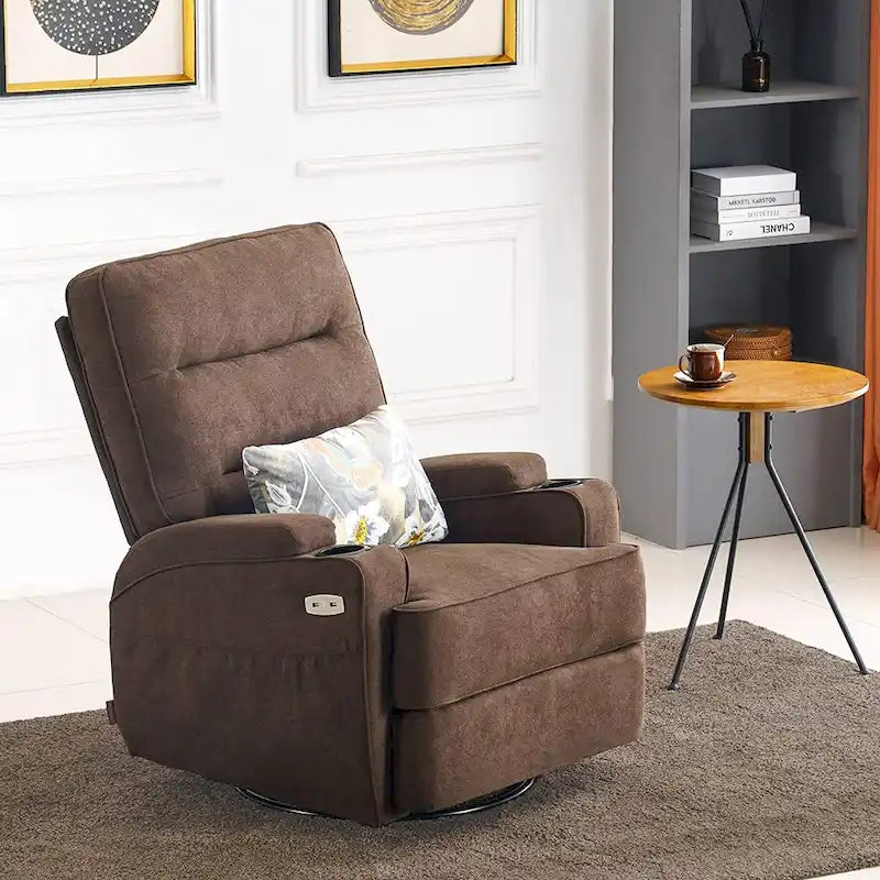 Fauteuil inclinable électrique pivotant et coulissant avec fonctions chauffante et massante, Tissu 7752