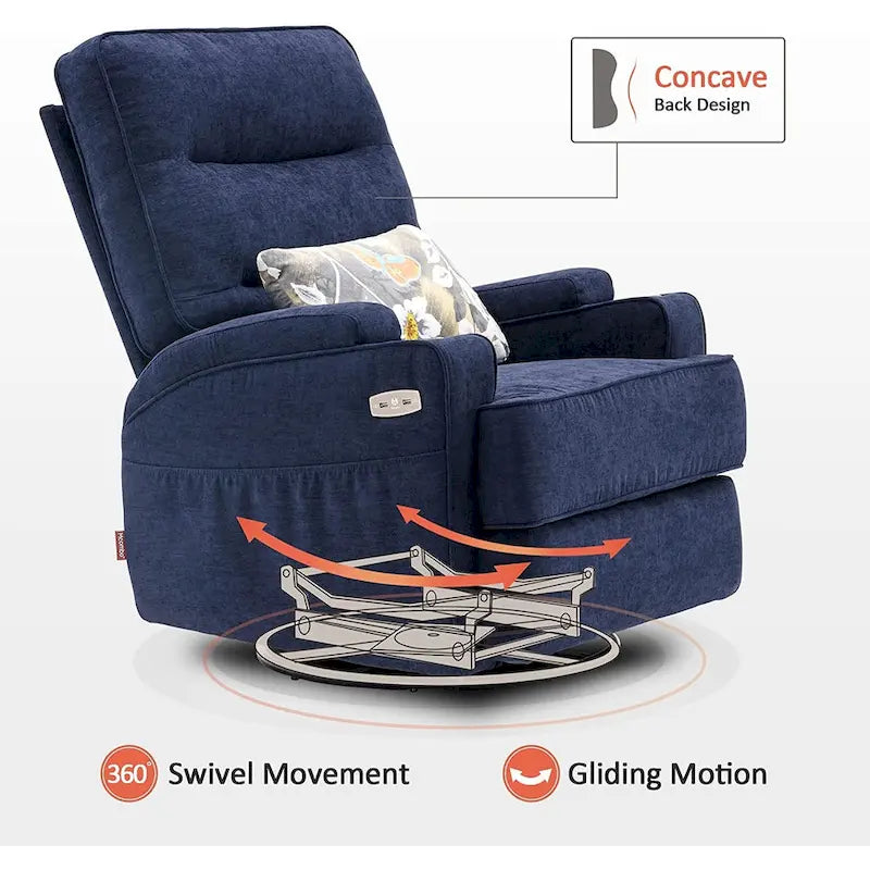 Fauteuil inclinable électrique pivotant et coulissant avec fonctions chauffante et massante, Tissu 7752