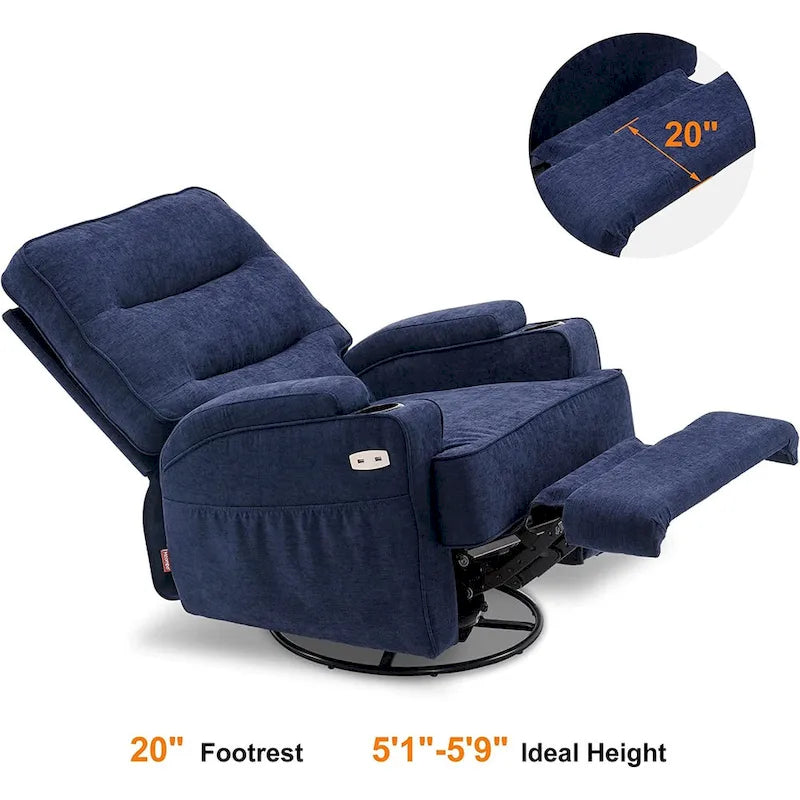 Fauteuil inclinable électrique pivotant et coulissant avec fonctions chauffante et massante, Tissu 7752