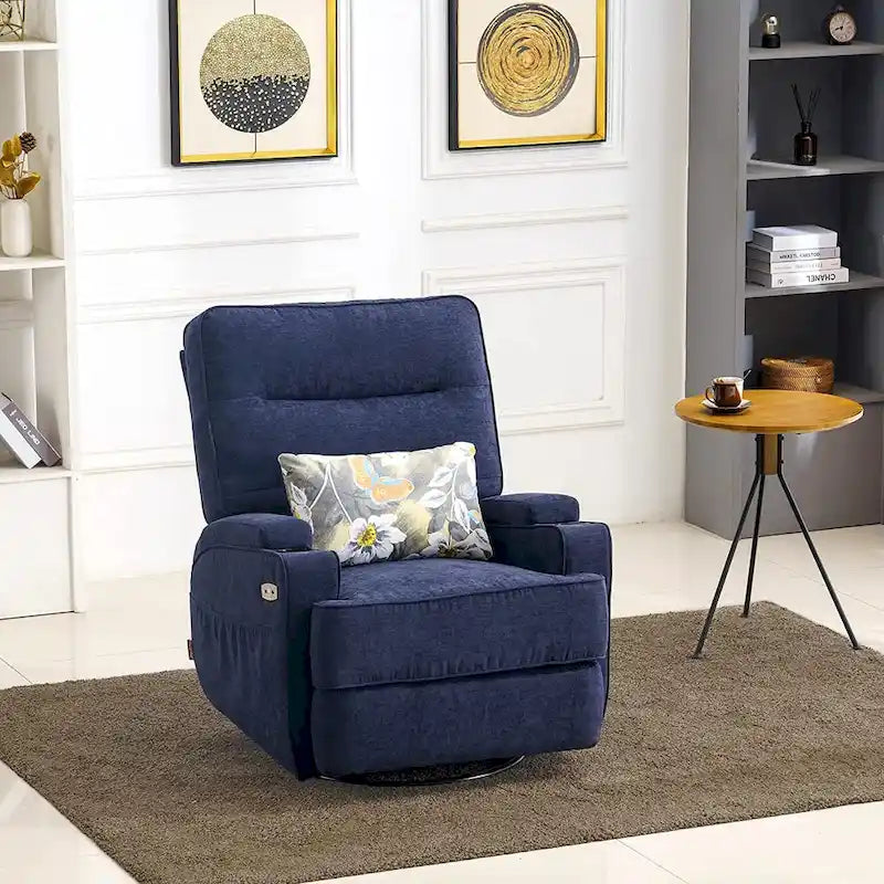 Fauteuil inclinable électrique pivotant et coulissant avec fonctions chauffante et massante, Tissu 7752