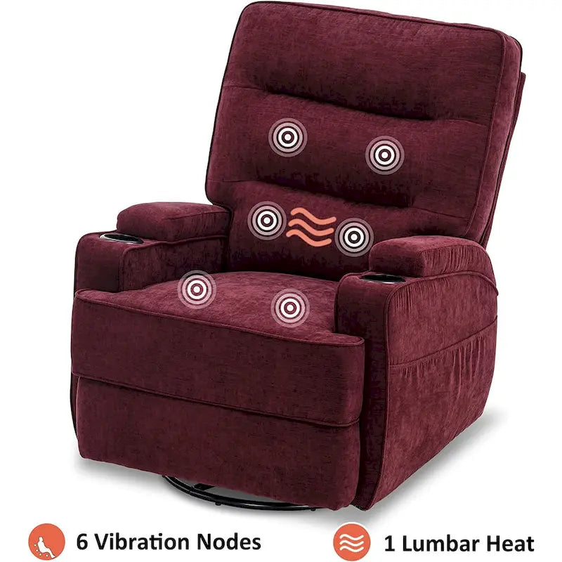 Fauteuil inclinable électrique pivotant et coulissant avec fonctions chauffante et massante, Tissu 7752