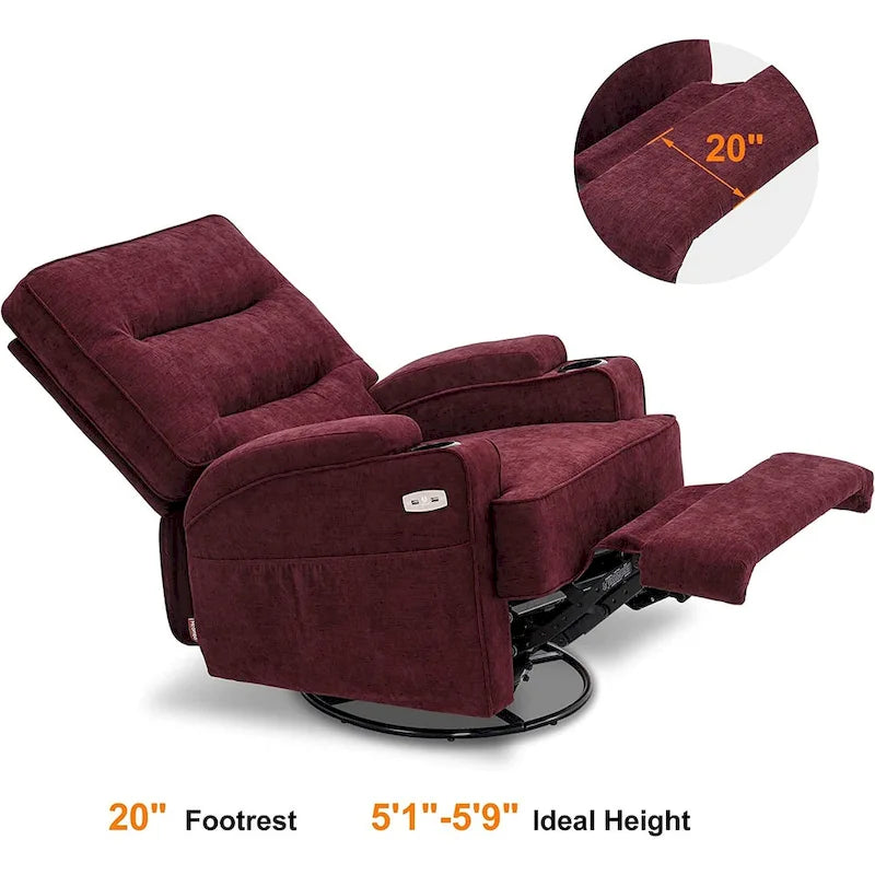 Fauteuil inclinable électrique pivotant et coulissant avec fonctions chauffante et massante, Tissu 7752