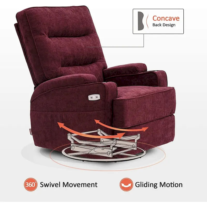 Fauteuil inclinable électrique pivotant et coulissant avec fonctions chauffante et massante, Tissu 7752