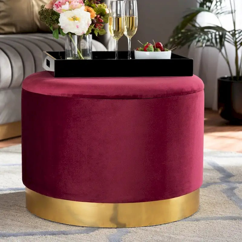 Pouf de rangement rembourré Glam and Luxe Marisa