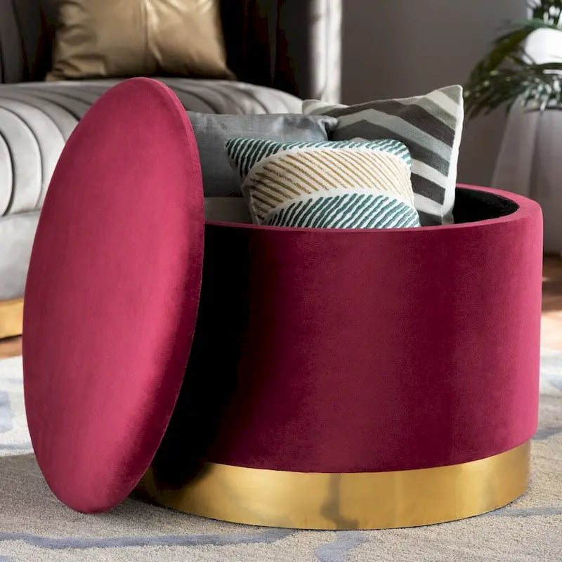 Pouf de rangement rembourré Glam and Luxe Marisa
