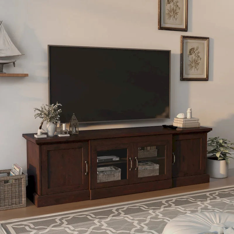 Meuble TV multifonctionnel Bick Rustic de 68 pouces avec rangement