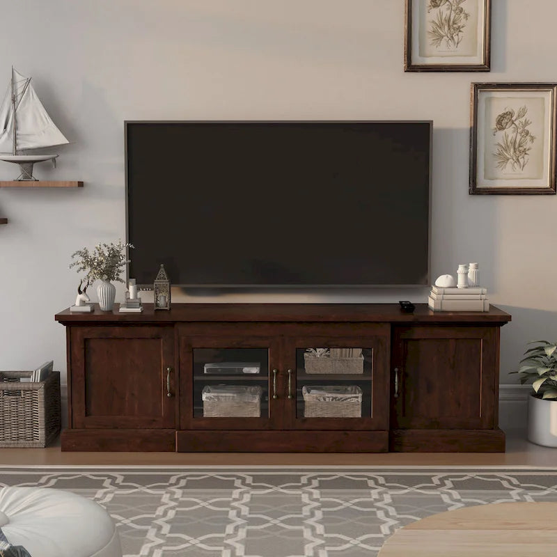 Meuble TV multifonctionnel Bick Rustic de 68 pouces avec rangement