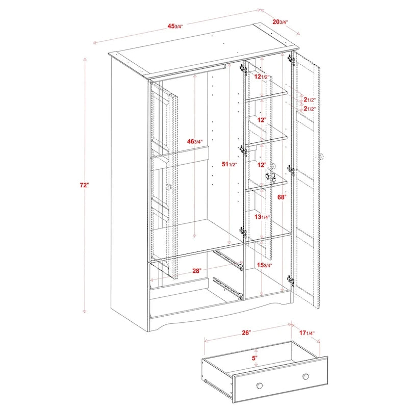 Grande armoire en bois massif à 100 %