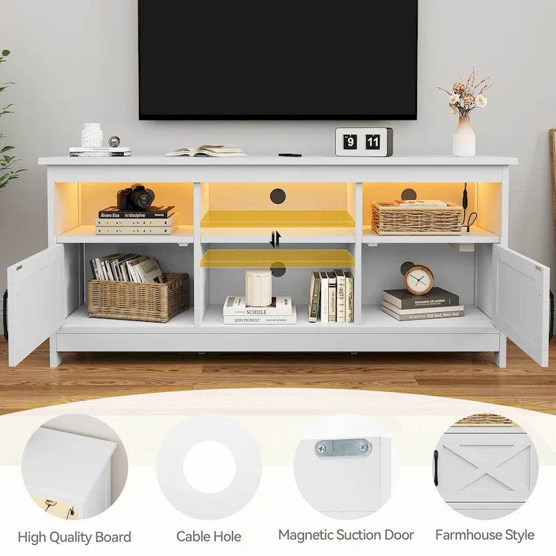 Meuble TV de style rustique pour téléviseur de 65/55 pouces