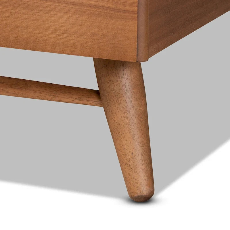 Lit plateforme Keagan Mid-Century Modern Transitional à finition noyer