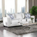 Tigg Contemporary White Chenille Nailhead Upholstered Sofa by 