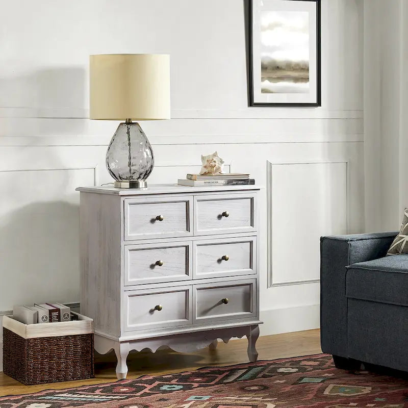 Pallantium Farmhouse 30Tall Distressed 3-Drawer Nightstand With Solid Wood Legs and Adjustable Feet by 